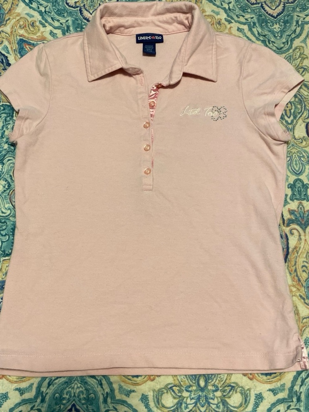 Limited Too Pale Pink Short Sleeve Polo Top